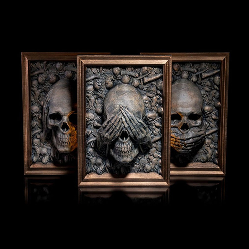 ☠ 3D Three Wise Skulls Picture Frame Decor