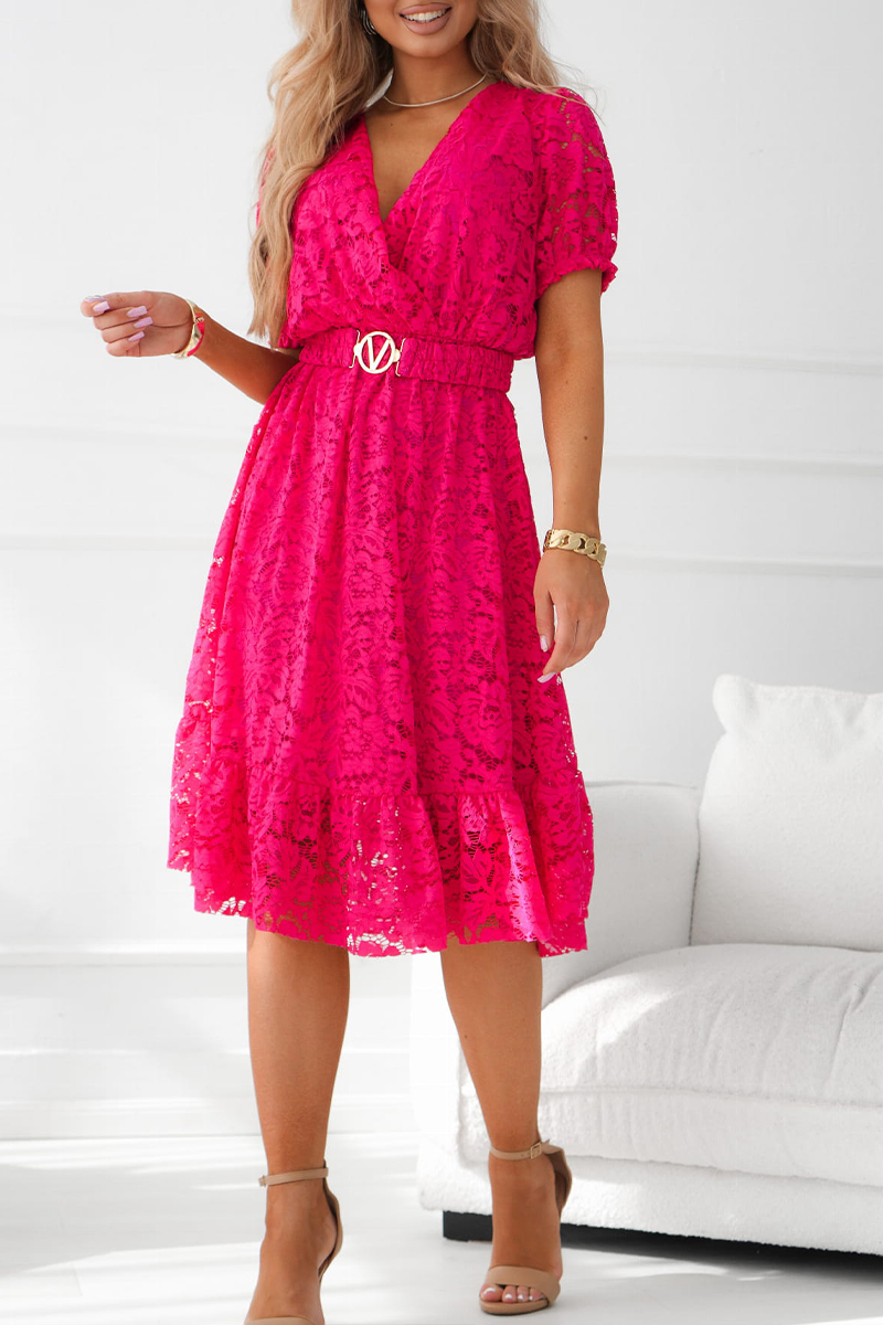 Women's V-neck Lace Hollow Dress