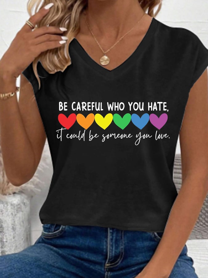 Women's gay month print V-neck vest