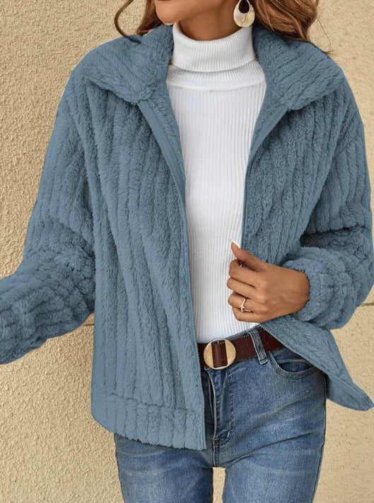 🔥LAST DAY 50%OFF🔥-- Short Jacket Lapel Zipper Winter Coat Warm Plush Fleece Zipper Casual Coat Top,BUY 2 FREE SHIPPING