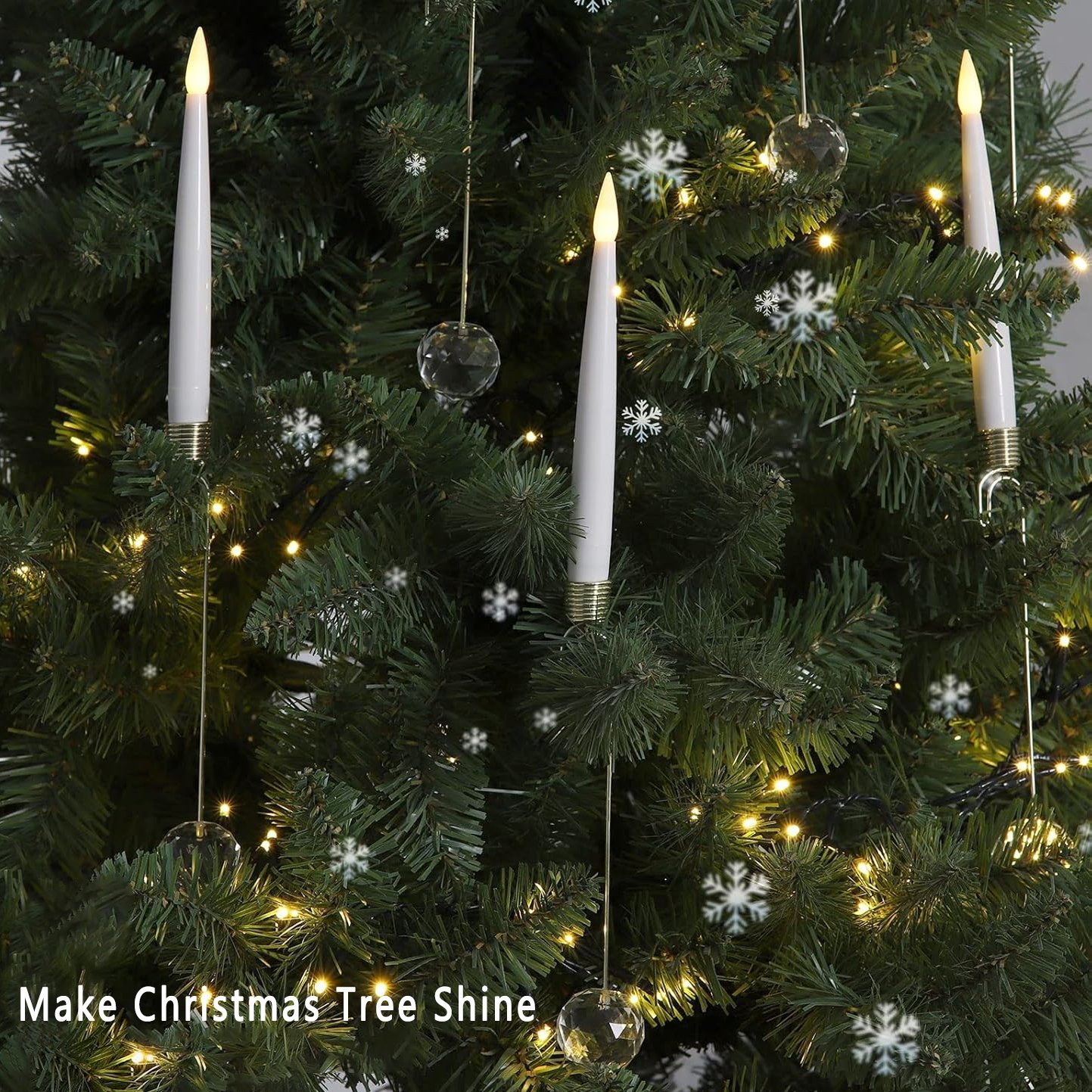 🍂TikTok Fall Sale — Last Day 70% OFF🎉Christmas Tree Led Candles with Clear Crystal Ball Hook🎄
