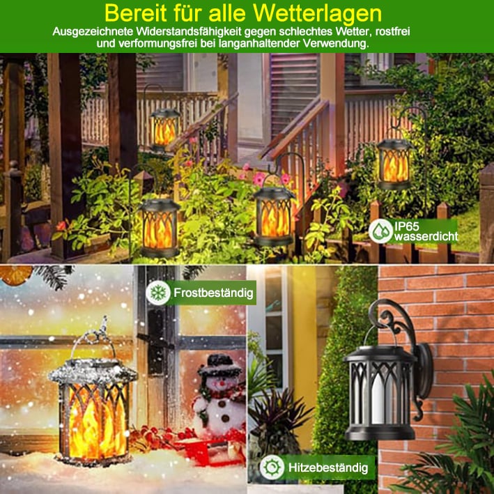 🔥Letzter Tag 50% RABATT-Verbesserte flackernde Flammen-Solarlaterne für den Außenbereich, wasserdicht