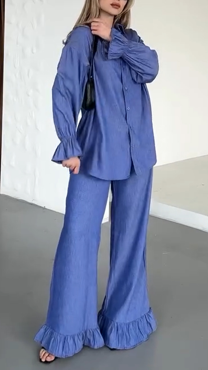 Women's Lapel Flared Cuffs Casual Suit