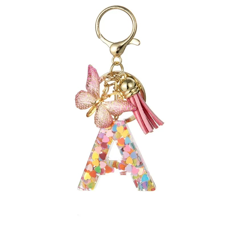 🔥Last Day 50% OFF - Butterfly Letter Keychain Tassel Design Vibrant Durable Lightweight Gift