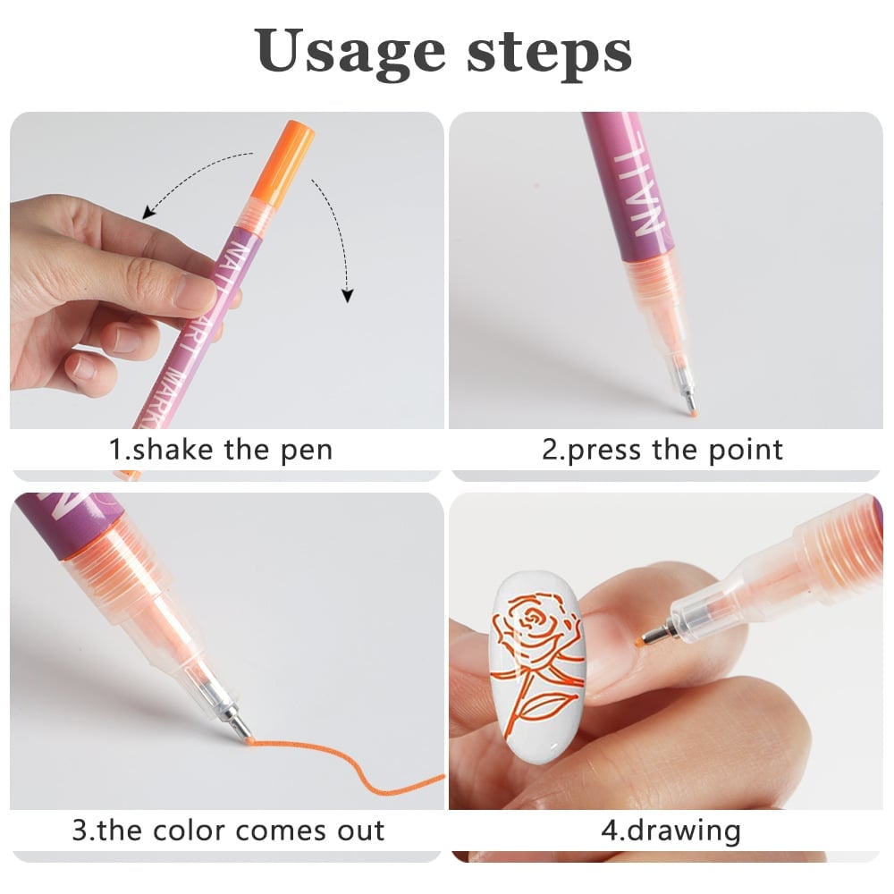 🎨12 Color Nail Doodle Pen for DIY Nail Art