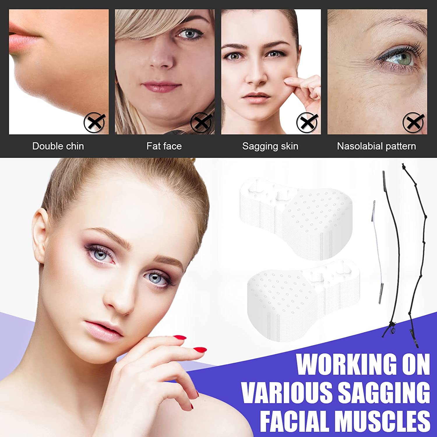 Last Day Promotion 70% OFF - 🔥New Ultra Invisible Waterproof Face Lift Stickers Complete Kit