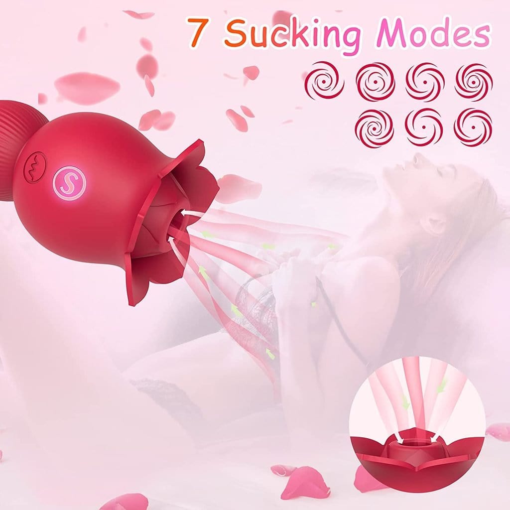Rose Sucking and Tongue Vibrator 2 in 1 Rose Toy