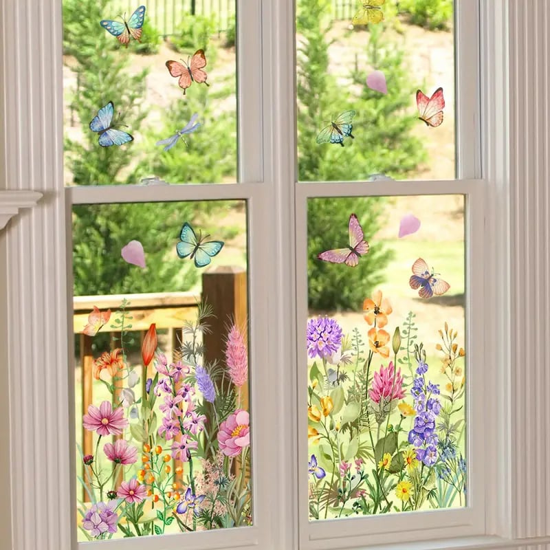 ✨LAST DAY: 70% OFF! - 💐 Colorful Floral Bouquet Window Sticker 🖼️ (Removable without leaving marks)