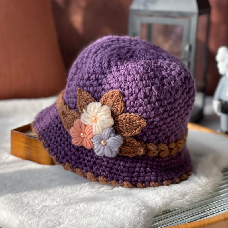 (🌲EARLY CHRISTMAS SALE - 50% OFF) 🎁Women's Flowers Knitted Woolen Hat, BUY 2 FREE SHIPPING
