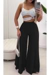 Women's Sexy Sequined Hollow Irregular Tank Top & Casual Wide Leg Pants