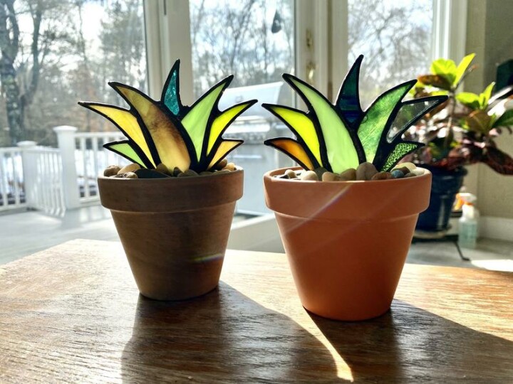 (Summer Flash Sale- 50% OFF) Suncatcher Stained Agave Plante