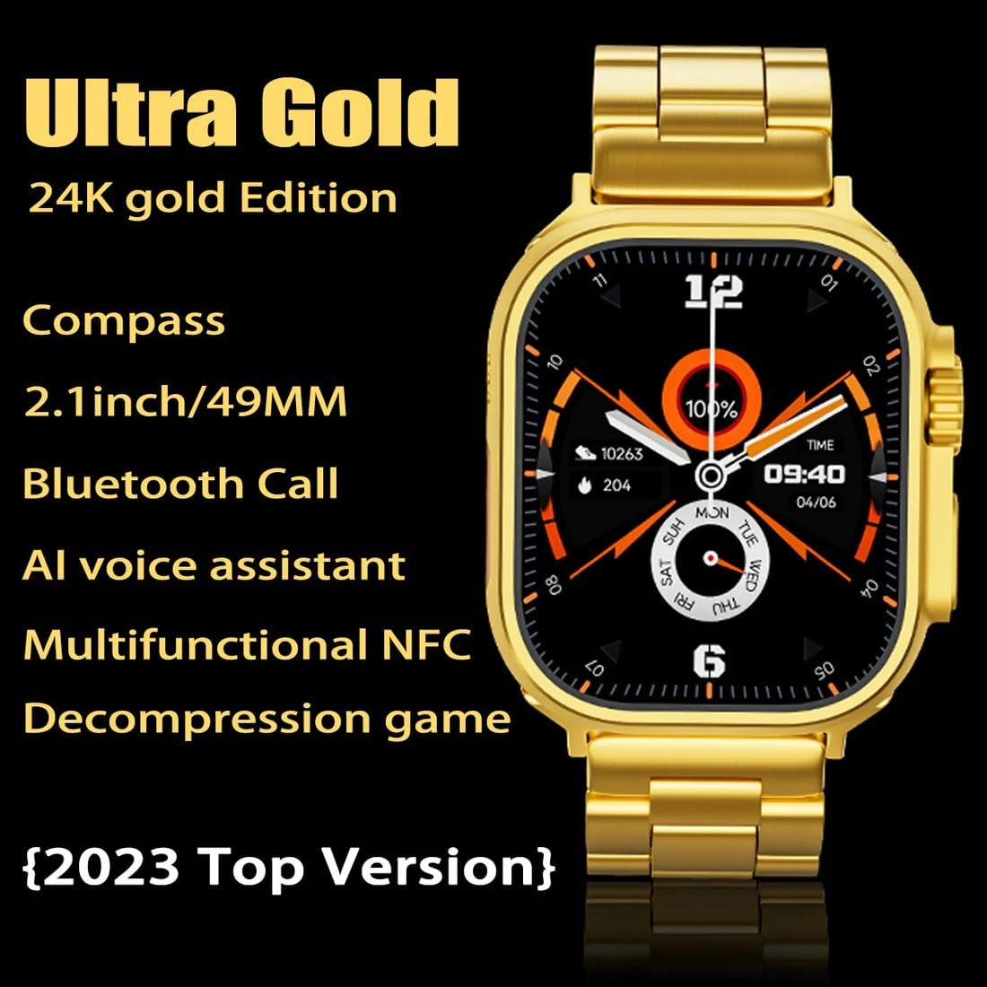 🔥Last Day Promotion- SAVE 70%🎄9 Ultra Pro Series 8 Smart Watch Gold Edition With 3 Extra Strap