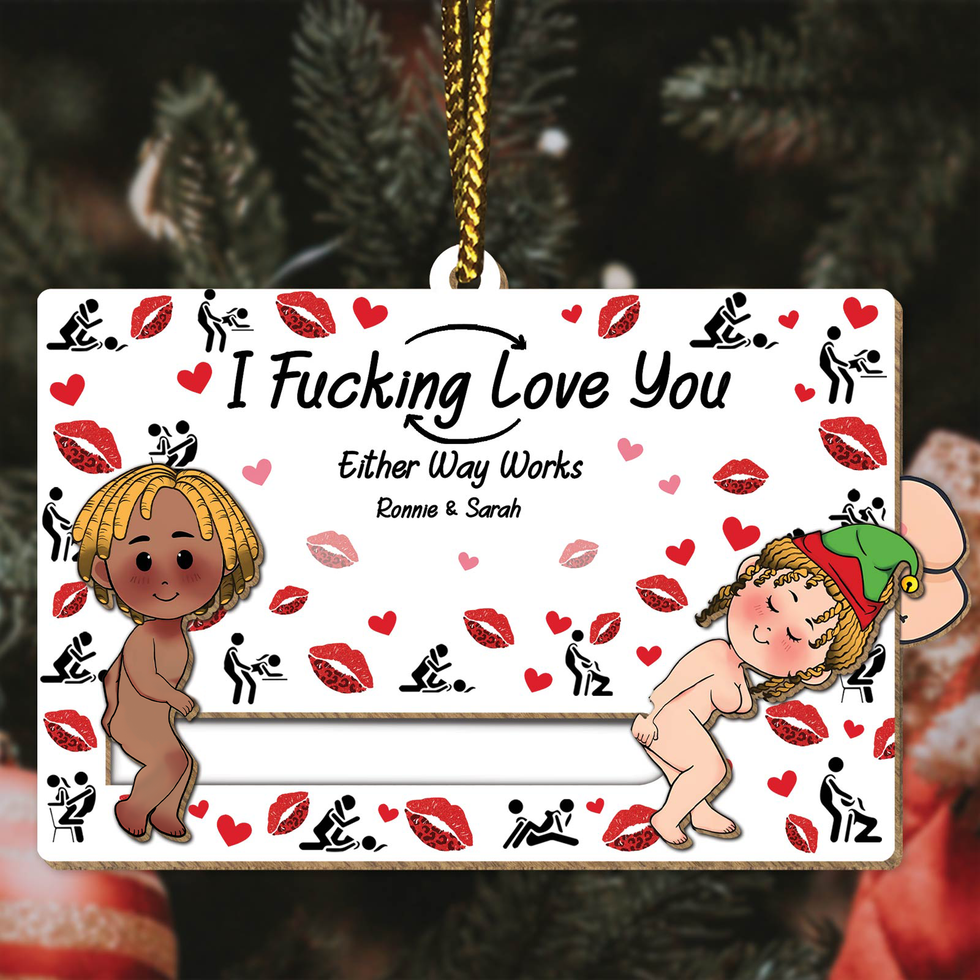 🎁TikTok Last Day Sale - 70% OFF🎉Funny Couples Christmas Gift - Personalized Photo Wooden Slider Ornament For Couples