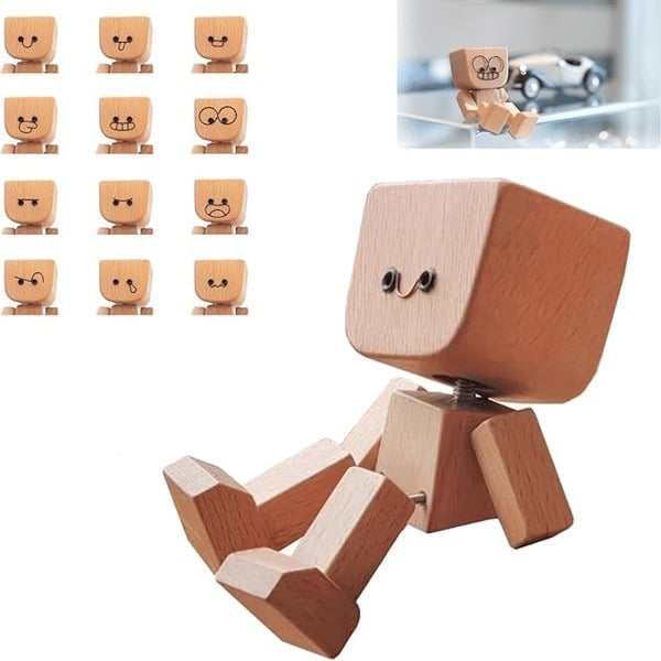 LAST DAY 49% OFF🔥Charming Little Wooden Figure That Sways with 12PCS Magnetic Expressions