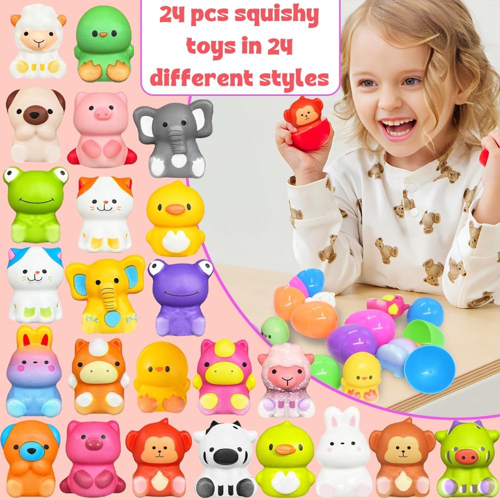 🎁🥚12/24 PCS Easter Eggs Prefilled Slow Rising Squishy Toys