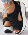 (🎉Last Day Promotion 50% OFF) Contrast Paneled Cutout Lace-up Muffin Sandals - Buy 2 Get Extra 10% OFF & FREE SHIPPING