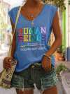 V Neck Retro Human Beings 100% Organic Colors May Vary Human Rights Equality Pride Print Tank Tops