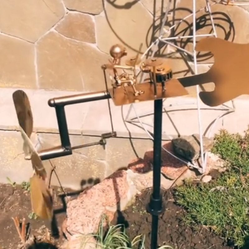 Metal Drummer Statue Courtyard Decoration