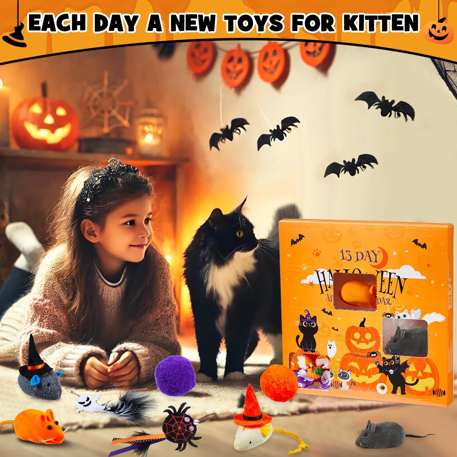 🔥HOT SALE-Spooktacular 13-Day Halloween Countdown for Your Feline!