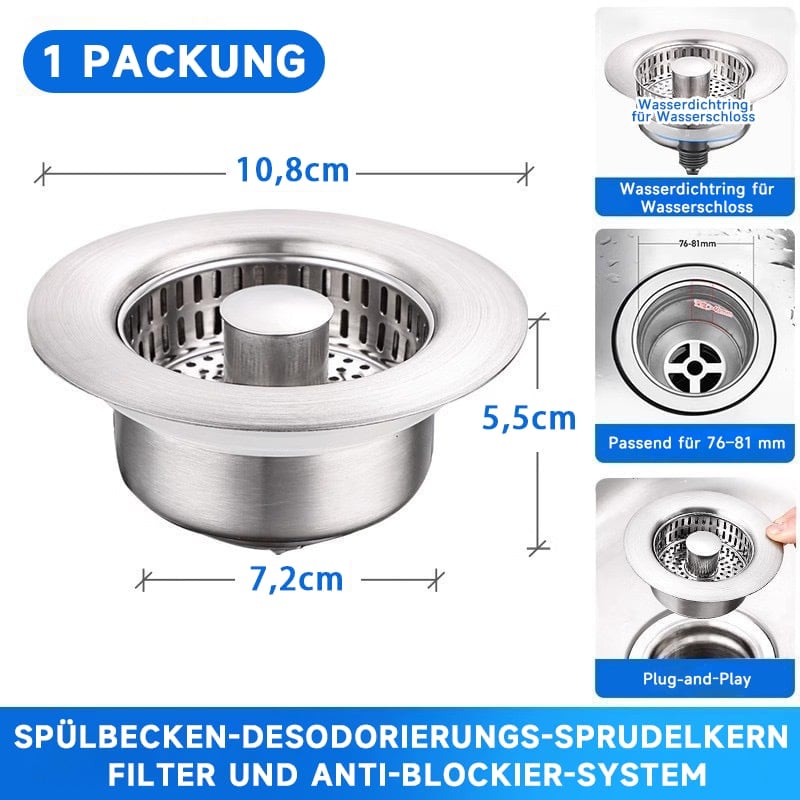 🔥Letzter Tag 50% RABATT – Verbessertes 3-in-1-Abflusssieb für die Küchenspüle