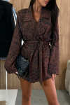 Women's Lapel Long Sleeve Leopard Print Casual Suit