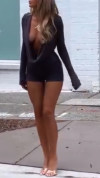 Ladies' Large U-neck Hollowed Out Slim Fit Sexy Jumpsuit