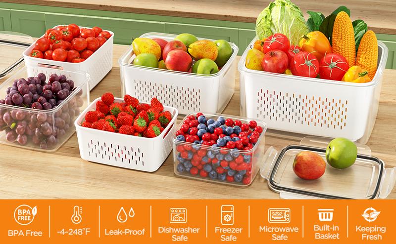 💖Mother's Day Sale 49% OFF🔥Household transparent plastic food storage box-Including drain basket💧