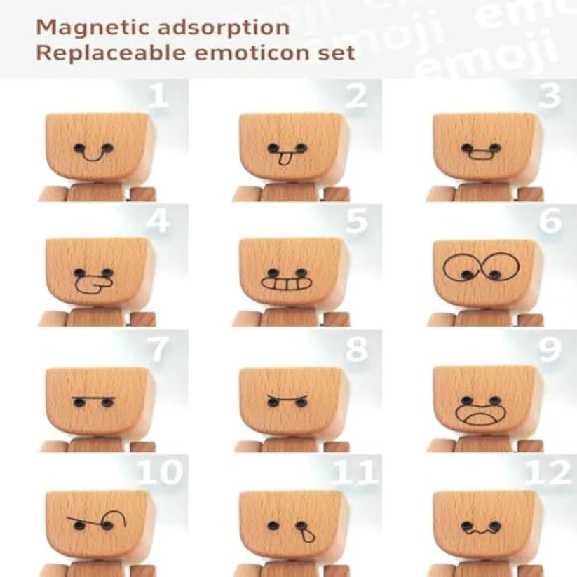 ❤️Shaking Feet Wooden Doll with 12PCS Magnetic Expressions
