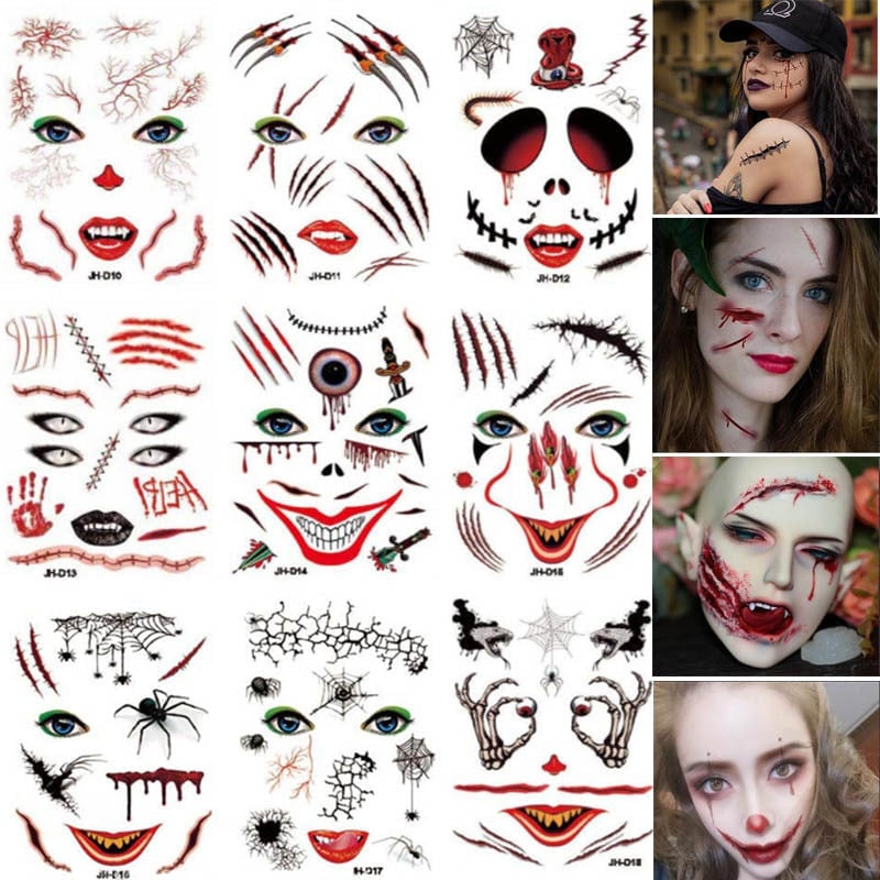 Halloween Prank Makeup Temporary Tattoo(12PC)