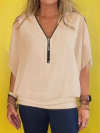 Women Chiffon Half-zip Short-sleeved Casual Shirt & Top