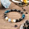 Triple Moon Protection Bracelet – Moonstone, Black Obsidian, Blue Tiger’s Eye, Hematite & Tourmalinated Quartz