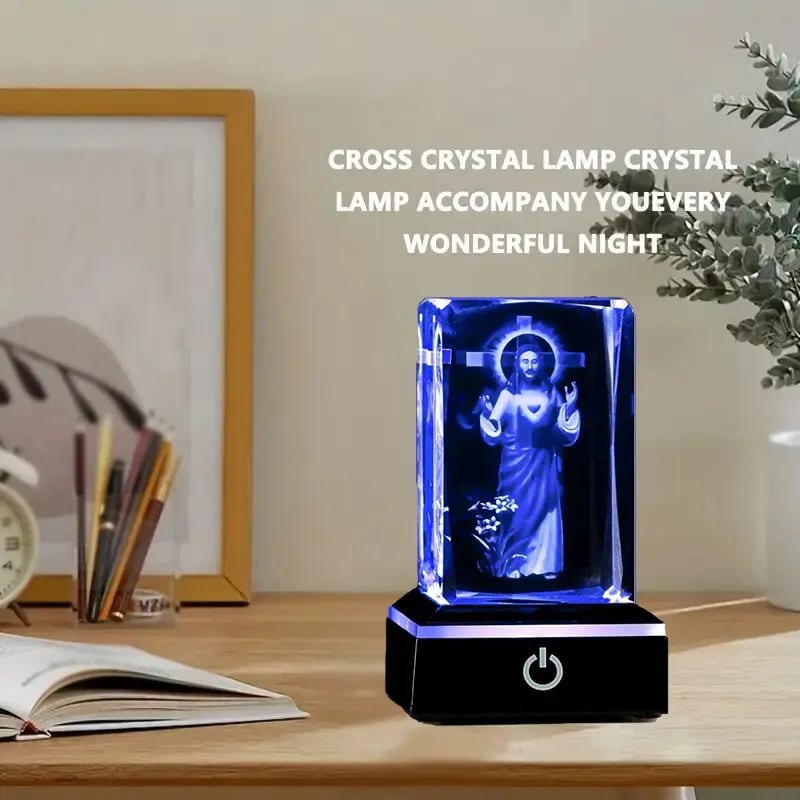 Jesus Cross Night Light Rectangular Glass with Multiple Adjustable Lighting Modes✝️
