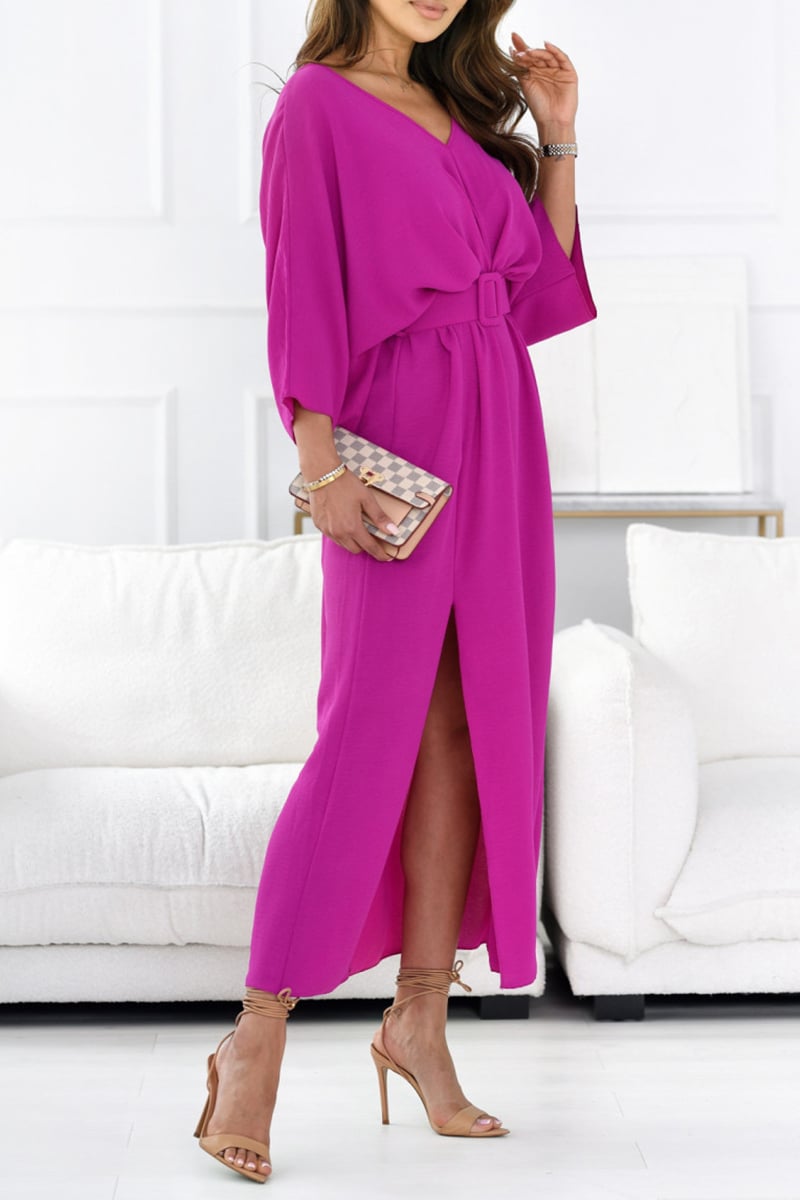Women's V-neck Belt Waist Dress