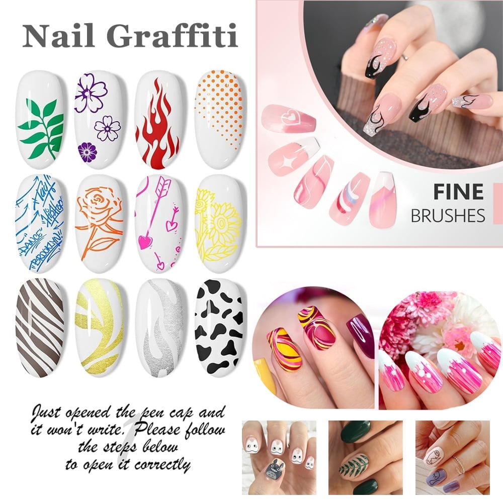 🎨12 Color Nail Doodle Pen for DIY Nail Art