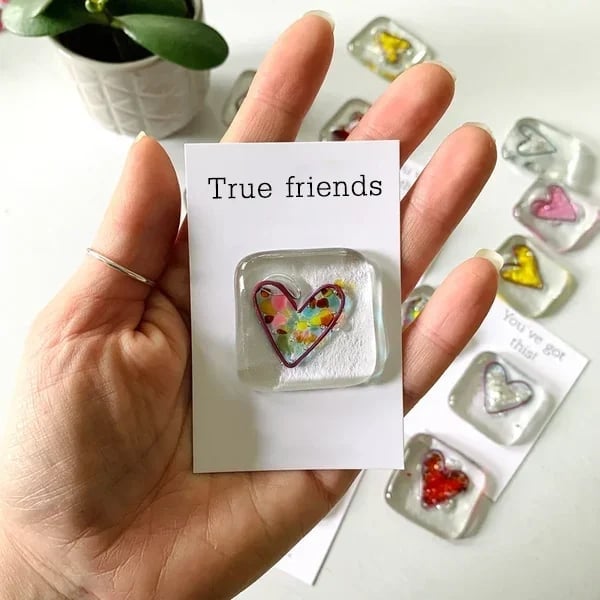 (🌲EARLY CHRISTMAS SALE - 50% OFF) Fused Glass Heart Pocket Token - Buy 6 Get Extra 20% OFF & Free Shipping