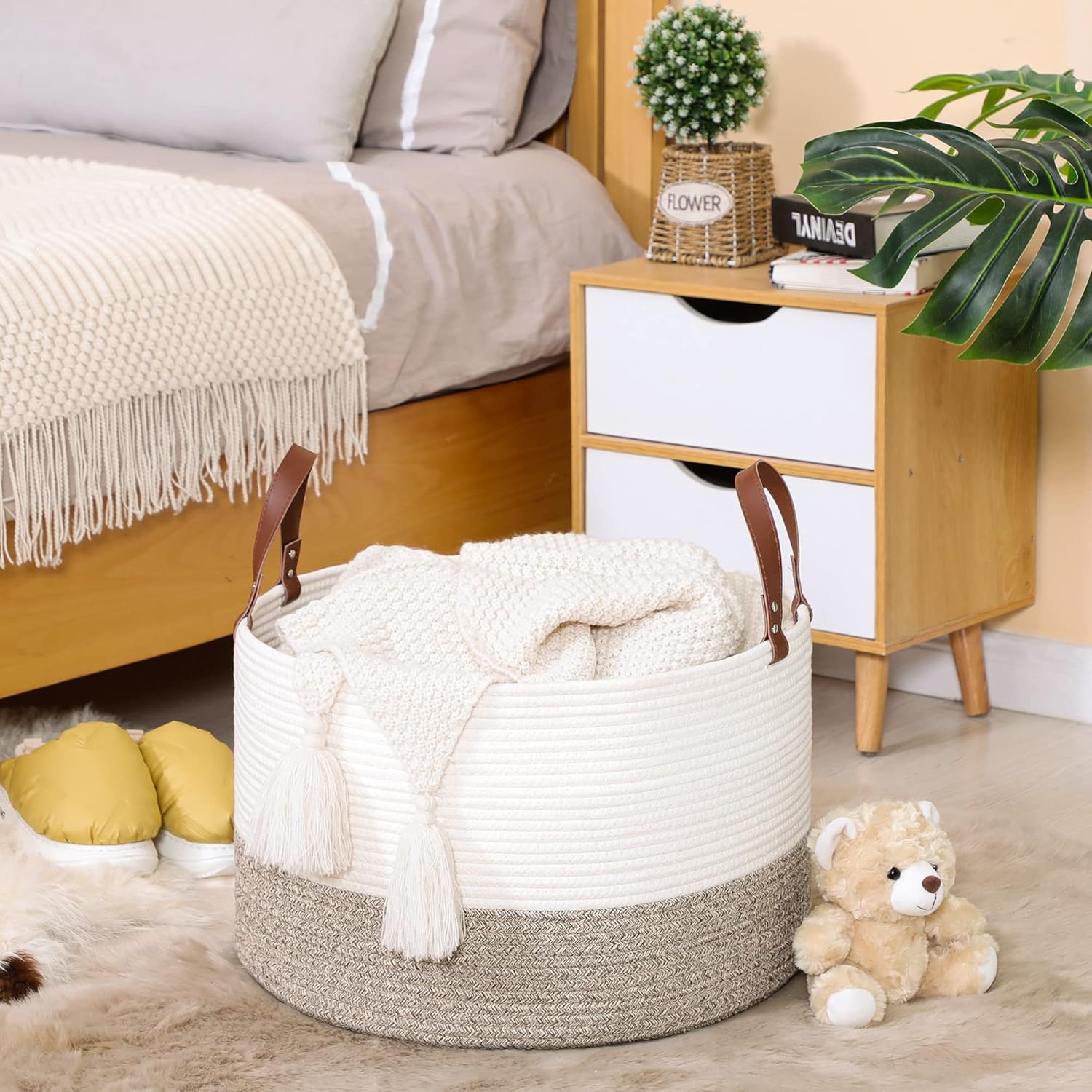 KAKAMAY Large Blanket Basket (20