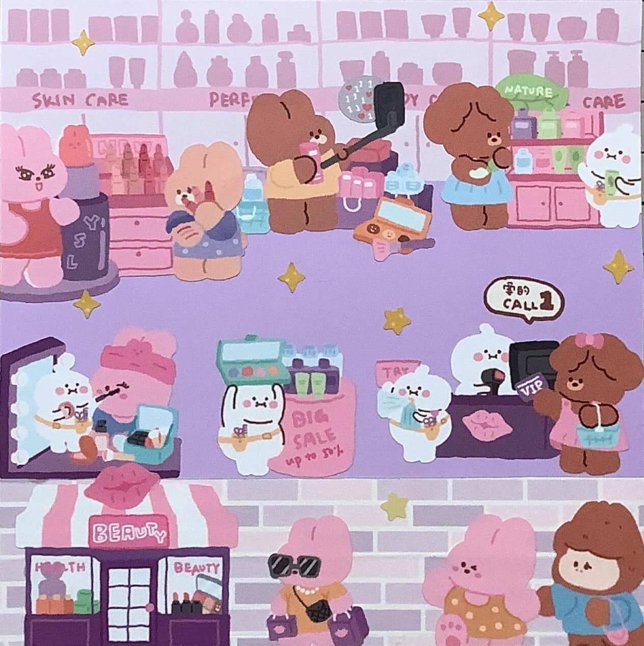 DIY Shopping Street Sticker Scene|Makeup Store|Pet Store|Clothing Store|Fitness