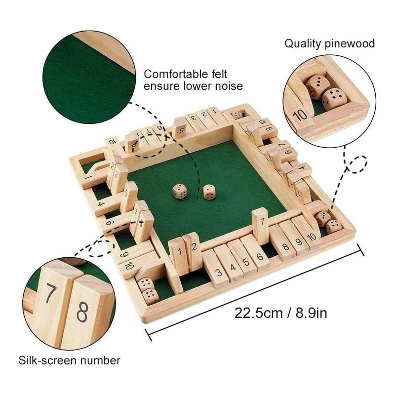 SHUT THE BOX-WOODEN DICE BOARD GAME