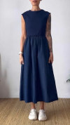 Women's V-neck Sleeveless Stitching A-line Casual Dress