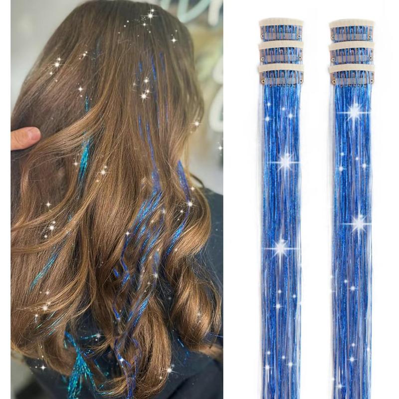 🎁TikTok Last Day Sale - 70% OFF🔥6 PCS Clip in Hair Tinsel 20 Inch Glitter Tinsel Hair💥