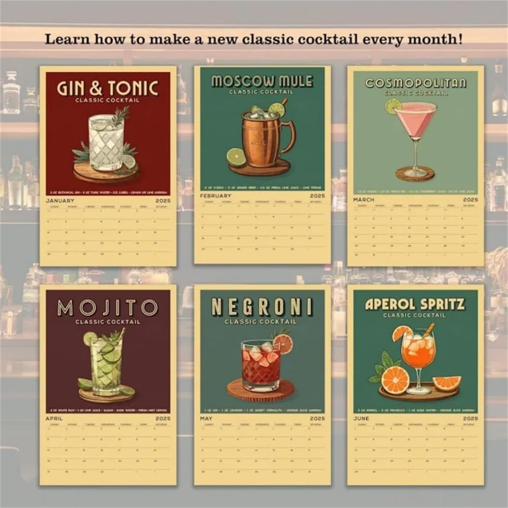 📅2025 Cocktail Art Wall Calendar