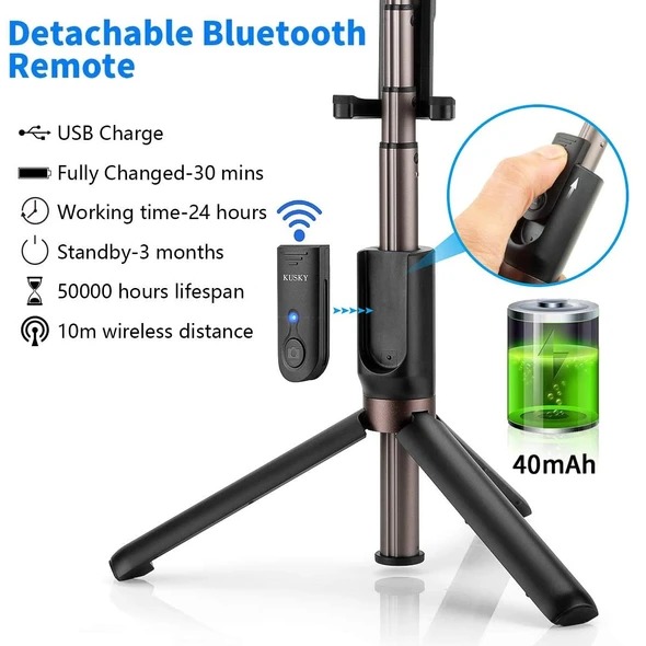 (HOT SALE- 50% OFF) 3 In 1 Wireless Bluetooth Selfie Stick- Buy 2 Get Free Shipping & Extra 10% OFF