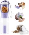 Dog Water Bottle 2 in 1, Leak Proof Portable Pet Water Bottle with Food Container, Outdoor Portable Water Dispenser for Cat, Puppy for Walking, Hiking, Camping, Travel(10oz Blue)