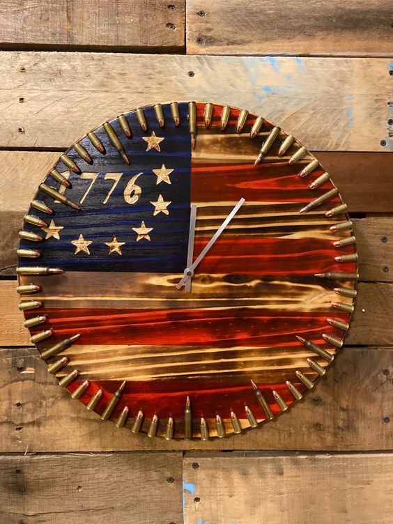 💥Handmade Patriotic Flag Bullet Clock - Buy 2 Get Free Shipping