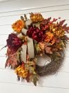🍁Fall Harvest Sale: 60% OFF! Fall Maple Leaves Wreath, Small Autumn Front door wreath, wreath with berries and peonies, Thanksgiving Harvest Grapevine