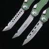 OTF micro-tech green handle Halo 6 lever straight jump knife