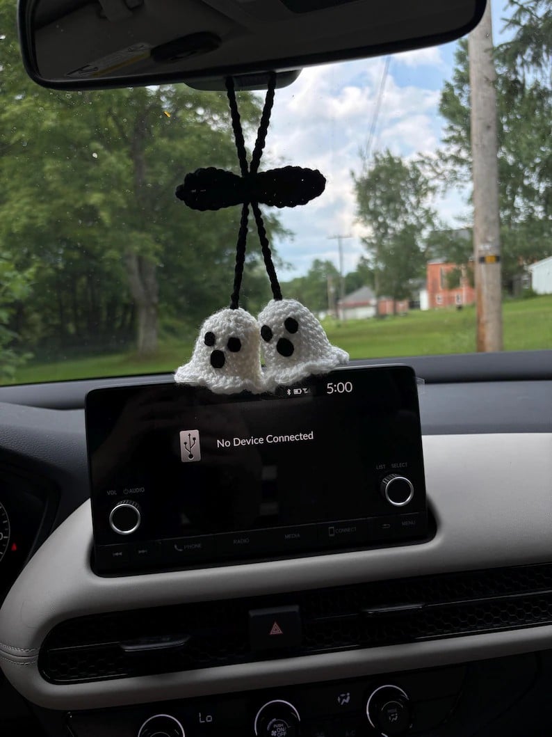 Halloween Crochet Ghost Car Charm