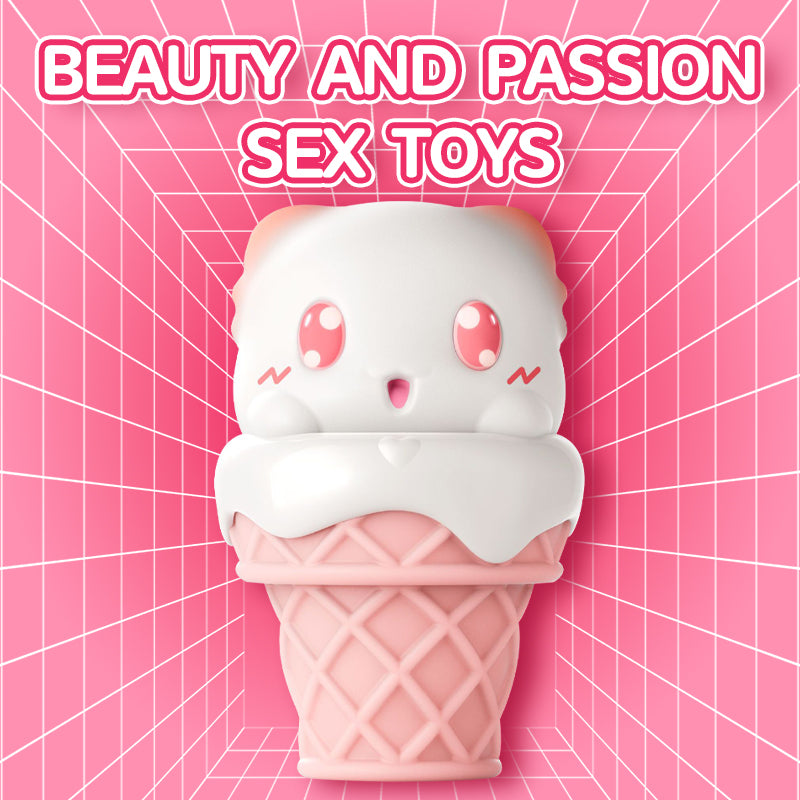 Peachy Bunny Ice Cream Cone Clitoral Suction Heating Vibrator
