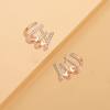 PANSHI Sterling Silver Post Cubic Zirconia Half Hoop Stud Earrings Looks Like 4 Gold Hoop Earrings for Women