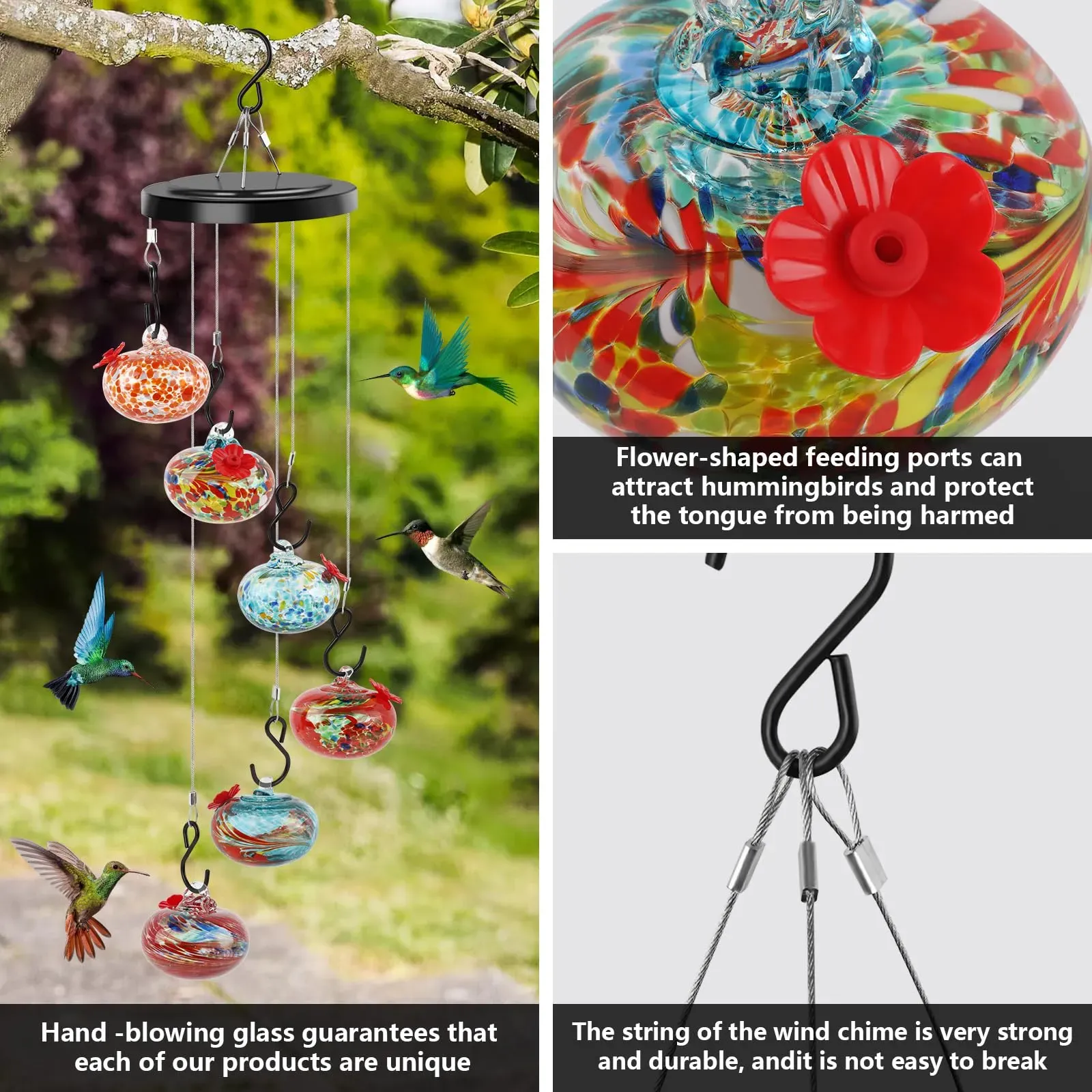 (🔥LAST DAY HOT SALE 59% OFF)-CHARMING WIND CHIMES HUMMINGBIRD FEEDERS GARDEN DECOR